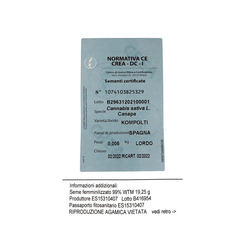 KOMOFEM - SEEDS OF HEMP VARIETY KOMPOLTI SELECTION CE | 5 gr.