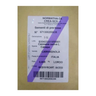 CARM500 - SEMI DI CANAPA VARIETA' CARMAGNOLA CE | 0,5 Kg
